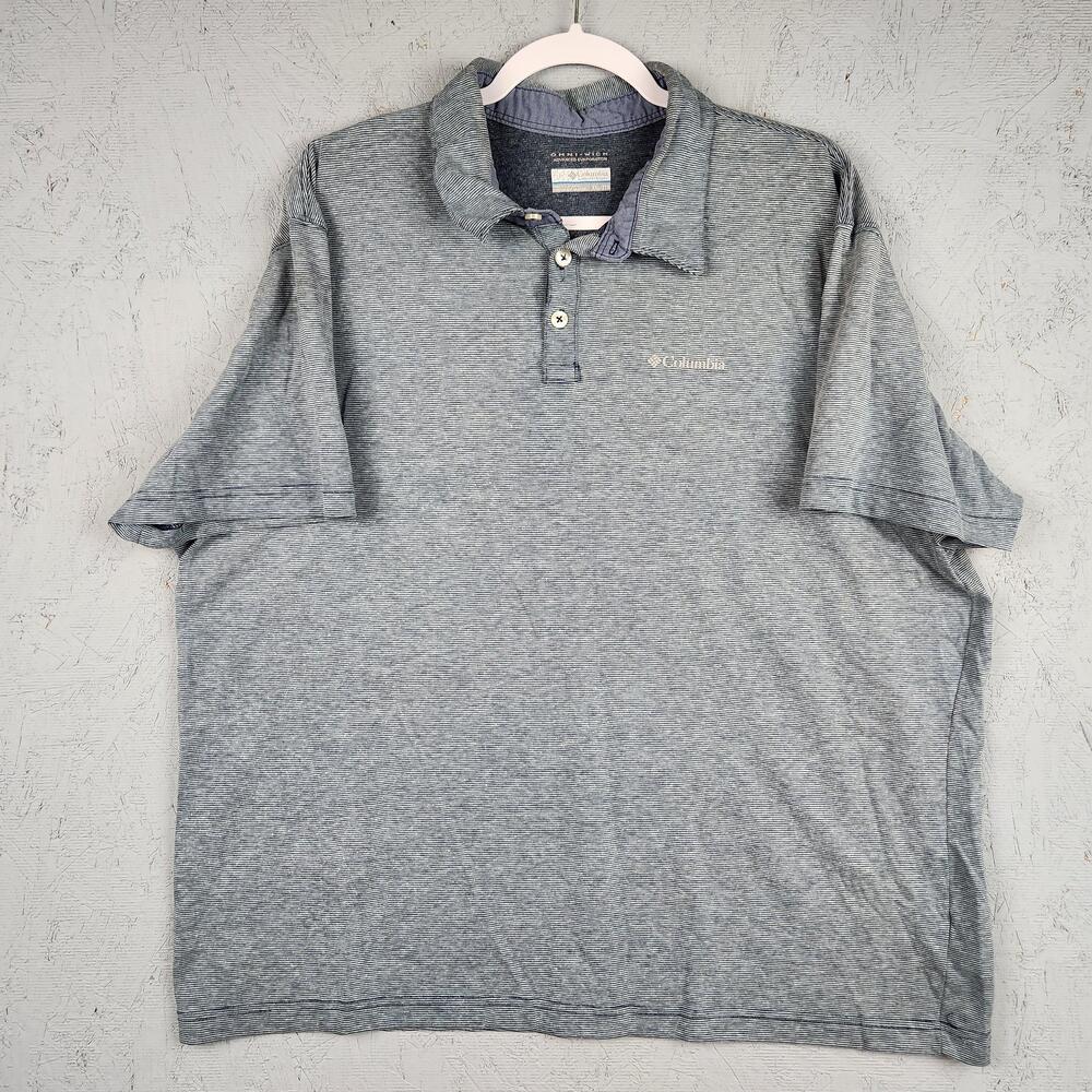 Columbia Polo Shirt Mens 2XL Gray Omni Wick Lightweight Golf Outdoors Fishing